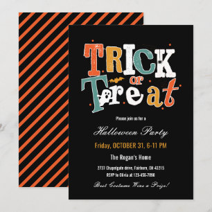 Invitation Soirée Halloween Trick or Treat 