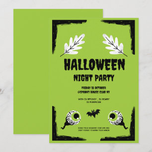 Invitation Soirée Halloween verte et noire, Soirée Halloween