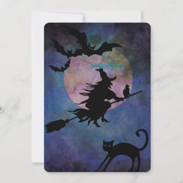 Invitation Soirée Lune avec Wich, fête d'Halloween