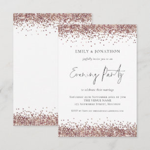 Invitation Soirée Mariage de Parties scintillant d'or Rose mo