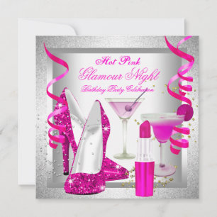 Invitation Soirée Martini parties scintillant Chaud Rose Glam