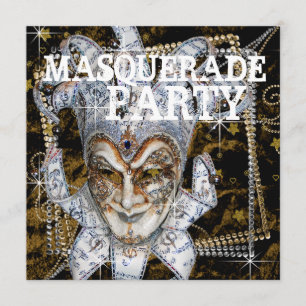 Invitation Soirée mascarade Black et Gold Mask