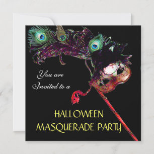 Invitation SOIRÉE MASQUÉE D'HALLOWEEN,Noir