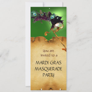 Invitation SOIRÉE MASQUÉE DU MARDI GRAS, Vert jaune