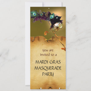 Invitation SOIRÉE MASQUÉE DU MARDI GRAS,  violet jaune