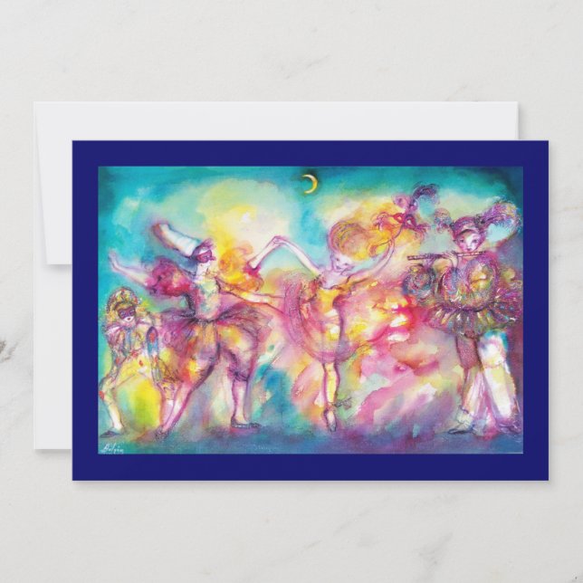 Invitation SOIRÉE MASQUÉE,Masques de Mardi Gras,Danse,Musique (Devant)