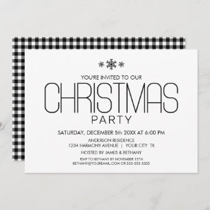 Invitation Soirée minimaliste de Noël noir et blanc