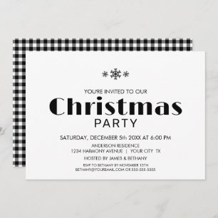 Invitation Soirée minimaliste de Noël noir et blanc