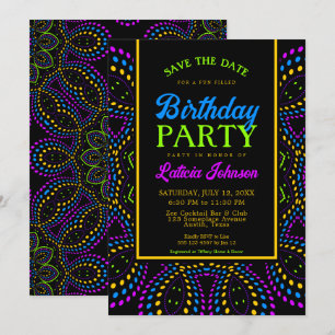 Invitation Soirée néon bohème d'anniversaire
