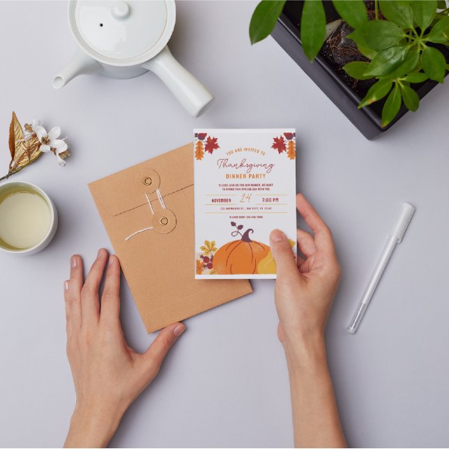 Invitation Soirée Orange Citrouille Thanksgiving (Créateur téléchargé)