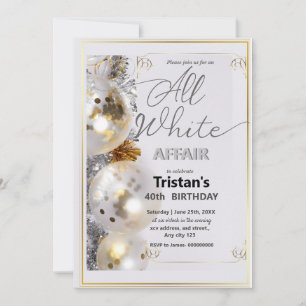 Invitation Soirée ou fête tout en blanc
