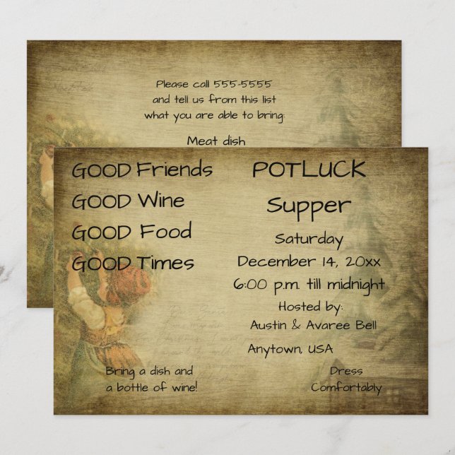 Invitation Soirée Partage de Noël (Devant / Derrière)