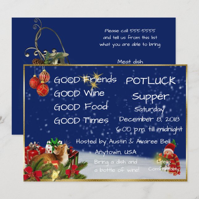 Invitation Soirée Partage de Noël (Devant / Derrière)