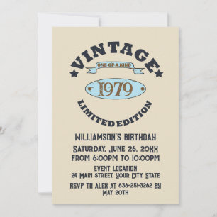 Invitation Soirée personnalisée vintage de 45 ans