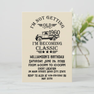 Invitation Soirée personnalisée vintage de 65e anniversaire