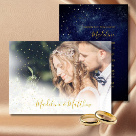 Invitation Soirée photo Sky Astral Gold Stars Mariage bleu