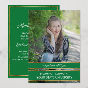 Invitation Soirée photo verte et Gold