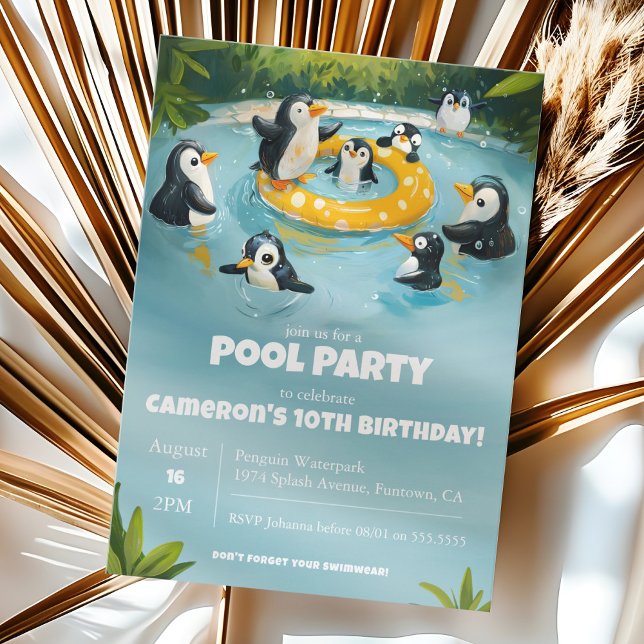Invitation Soirée Piscine, anniversaire de enfant (Créateur téléchargé)