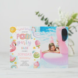 Invitation Soirée Piscine Mignonne Anniversaire Photo Bash