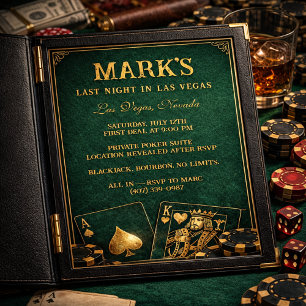 Invitation Soirée Poker à Vegas Enterrement de Vie de Garçon