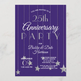 Invitation Soirée Purple Silver pour l'événement personnalisé