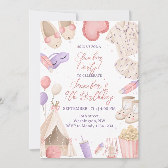 Invitation Soirée Pyjama de Nuit (Devant)