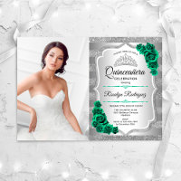 Soirée Quinceanera Verte En Argent Avec Photo