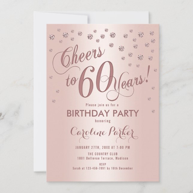 Invitation Soirée rose Gold 60e anniversaire (Devant)