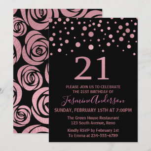 Invitation Soirée Rose Gold Faux Foil 21e anniversaire