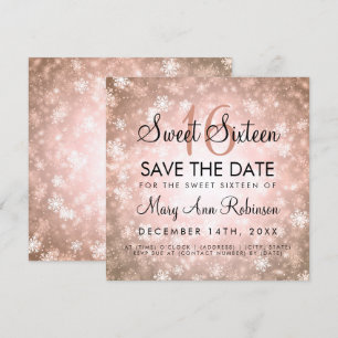 Invitation Soirée Rose Gold Winter Sweet 16 Anniversaire