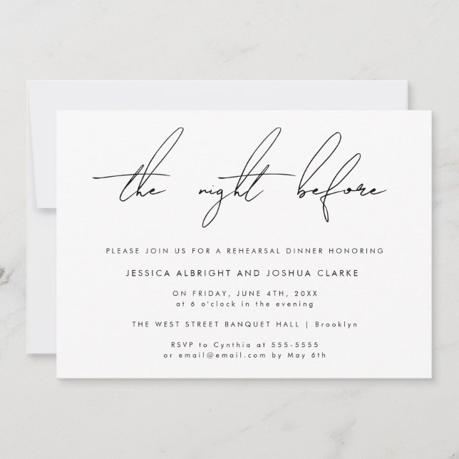 Invitation Soirée Simple Avant Le Dîner De Répétition Invitat (Devant)