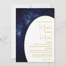 Invitation Soirée Sky Gold Stars Blue Modern Mariage