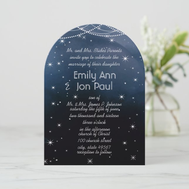 Invitation Soirée sous les étoiles Mariage (Debout devant)