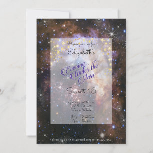 Invitation Soirée sous les étoiles Space Sweet 16