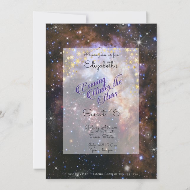 Invitation Soirée sous les étoiles Space Sweet 16 (Devant)