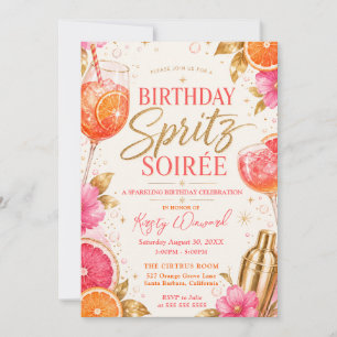 Invitation Soirée Spritz d'anniversaire Fête de cocktail Citr
