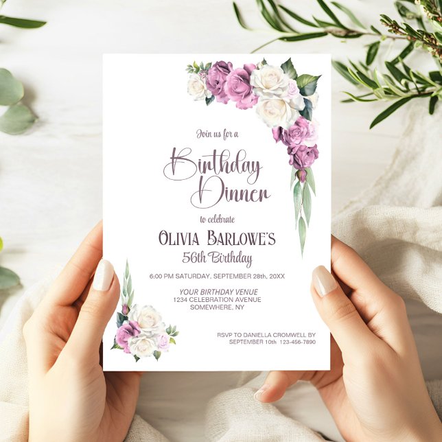 Invitation Soirée stylée Rose Rose Rose Floral (Créateur téléchargé)