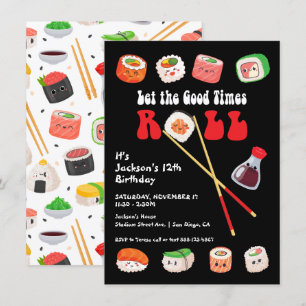 Invitation Soirée Sushi Laissez les bons moments rouler anniv