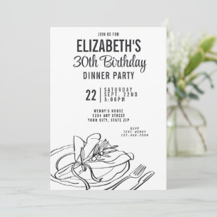 Invitation Soirée tendance Noir & Blanc 30e anniversaire
