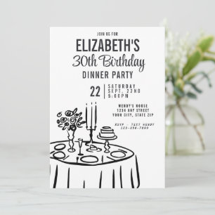 Invitation Soirée tendance Noir & Blanc 30e anniversaire