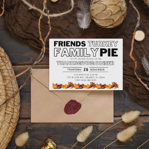Invitation Soirée Thankesgiving Amis Turquie Family Pie