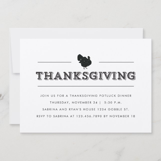 Invitation Soirée Thankesgiving Simple (Devant)