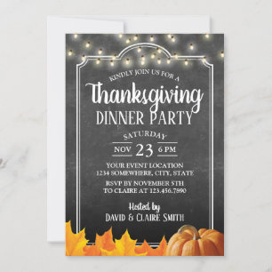 Invitation Soirée Thanksgiving Party Russe Chalkboard