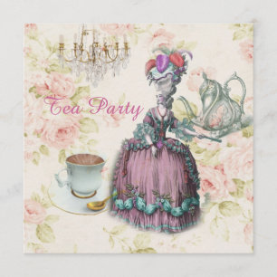 Invitation soirée thé rose Marie Antoinette vintage paris
