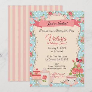 Invitation Soirée Thé Sucre & Épices (Floral Bleu)
