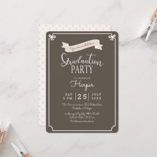 Invitation soirée vintage de remise des diplômes chic Polkado