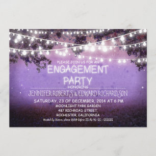 Invitation soirée violette et feux de jardin fiançailles