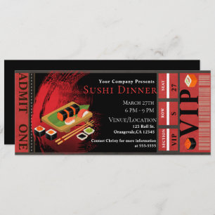 Invitation Soirée VIP Black & Red Sushi moderne