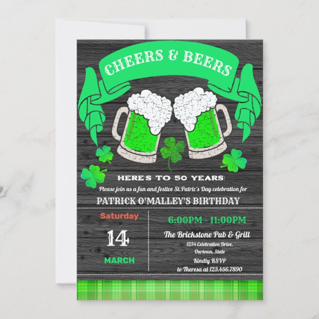 Invitation Soirées et bières Fête de l'Anniversaire de la St. (Devant)