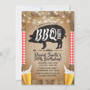 Invitation Soirées et bières Rustique barbecue fête d'anniver